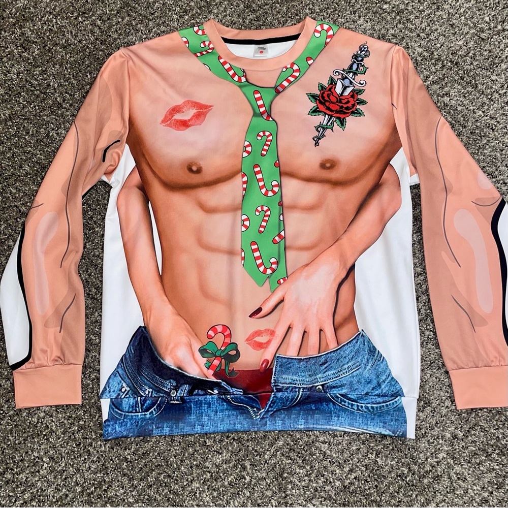Men's Novelty Graphic Christmas Long Sleeve Shirt Size L